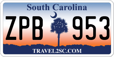SC license plate ZPB953