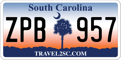 SC license plate ZPB957