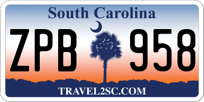 SC license plate ZPB958