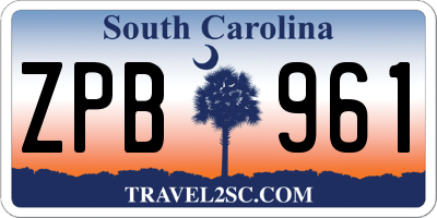 SC license plate ZPB961
