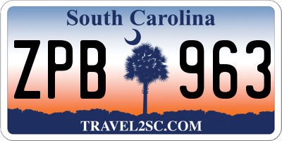 SC license plate ZPB963