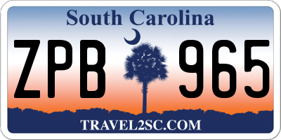 SC license plate ZPB965