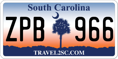 SC license plate ZPB966