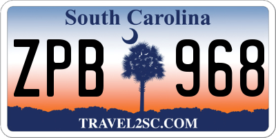 SC license plate ZPB968