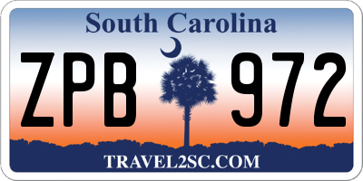 SC license plate ZPB972