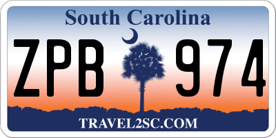 SC license plate ZPB974