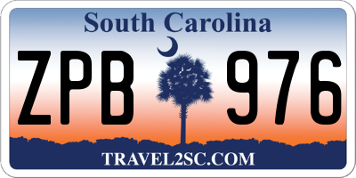 SC license plate ZPB976