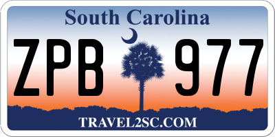 SC license plate ZPB977