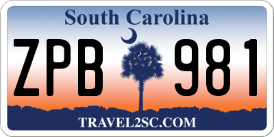 SC license plate ZPB981