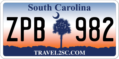 SC license plate ZPB982
