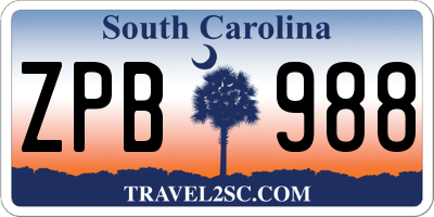 SC license plate ZPB988