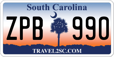 SC license plate ZPB990