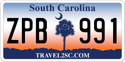 SC license plate ZPB991