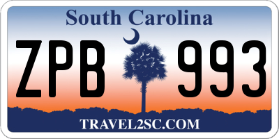 SC license plate ZPB993