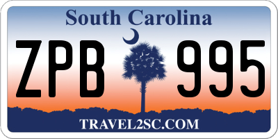 SC license plate ZPB995