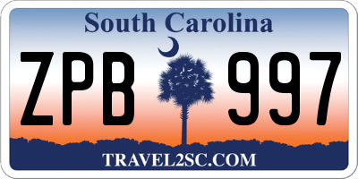 SC license plate ZPB997