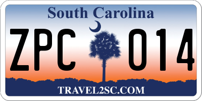 SC license plate ZPC014