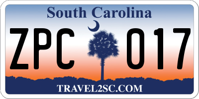 SC license plate ZPC017