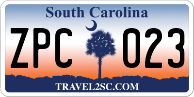 SC license plate ZPC023