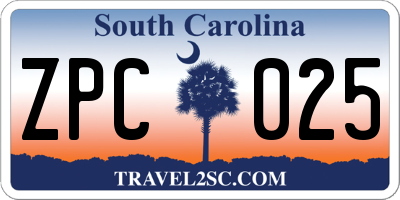 SC license plate ZPC025