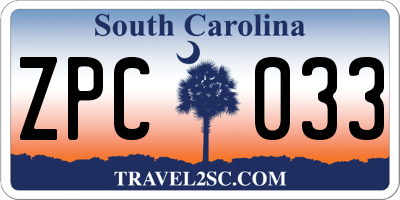 SC license plate ZPC033