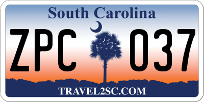 SC license plate ZPC037