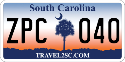SC license plate ZPC040