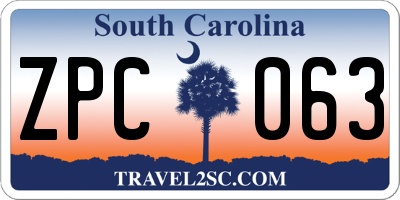 SC license plate ZPC063