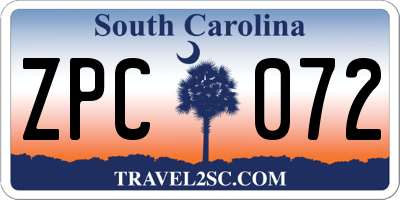 SC license plate ZPC072