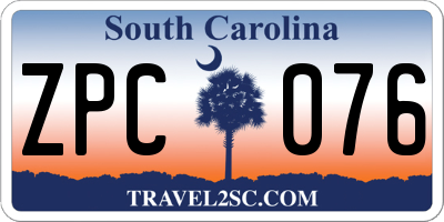 SC license plate ZPC076