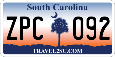 SC license plate ZPC092