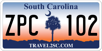 SC license plate ZPC102