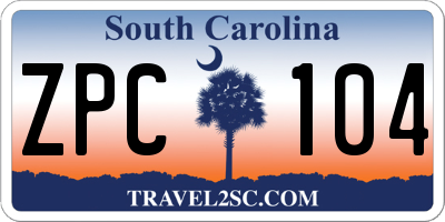 SC license plate ZPC104