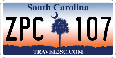 SC license plate ZPC107