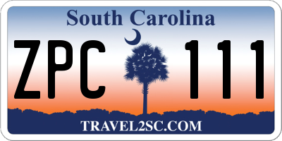 SC license plate ZPC111
