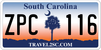 SC license plate ZPC116