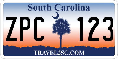 SC license plate ZPC123