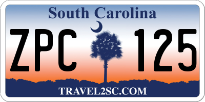 SC license plate ZPC125