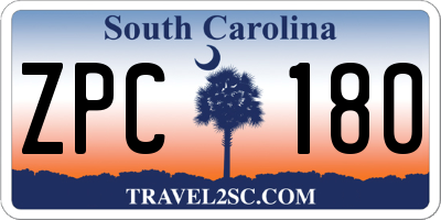 SC license plate ZPC180
