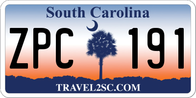 SC license plate ZPC191