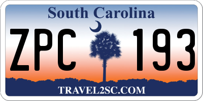 SC license plate ZPC193