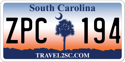 SC license plate ZPC194
