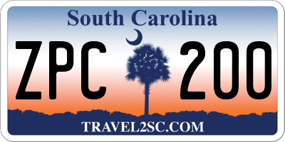 SC license plate ZPC200