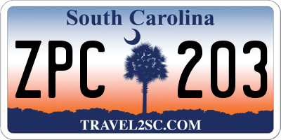 SC license plate ZPC203