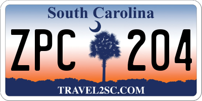 SC license plate ZPC204