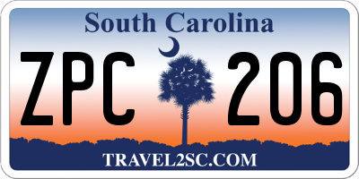 SC license plate ZPC206