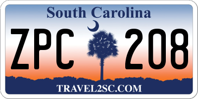 SC license plate ZPC208