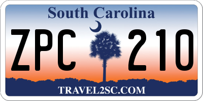 SC license plate ZPC210