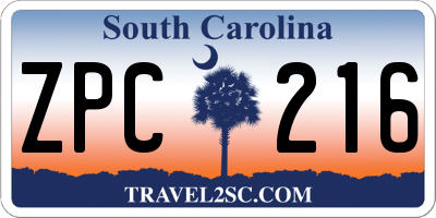 SC license plate ZPC216