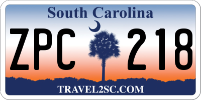 SC license plate ZPC218